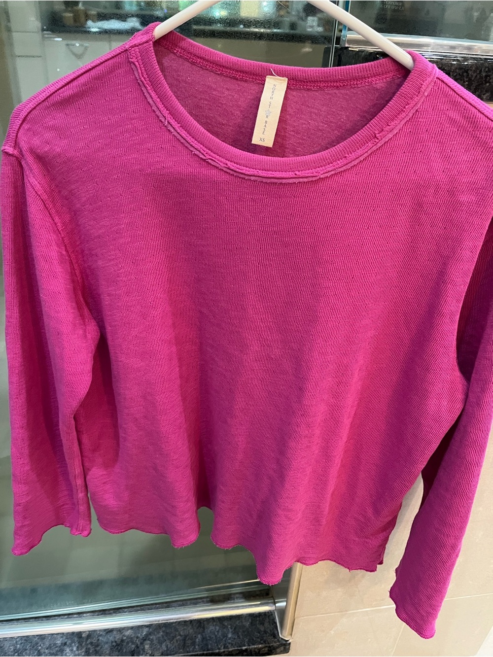 Everyday Crewneck Long-Sleeve Tee in Bright Pink
